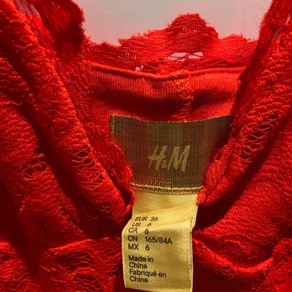 H & M Red/Orange Stretchy Lace Dress - Picture 5 of 6